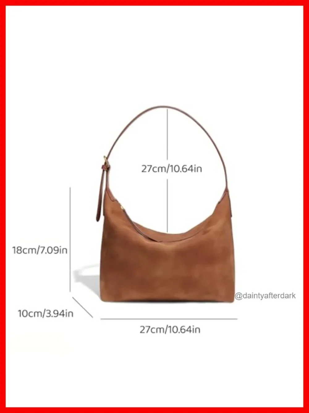 Faux Suede Hobo Bag Medium Shoulder Crossbody Adjustable Strap